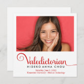 赤い卒業発表で311番の首席卒業生 案内状 (正面/裏面)