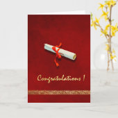 赤い卒業証書 カード (黄色い花)