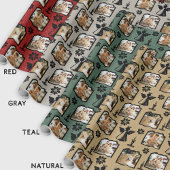 赤い印素朴印エンジェル3家族の写真 ラッピングペーパー