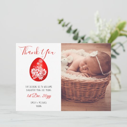 赤い卵とジンジャーパーティーありがとうフォトカード シーズンカード (スタンド正面)