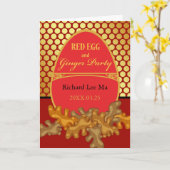 赤い卵と生姜のパーティーベビー、招待状 カード (黄色い花)