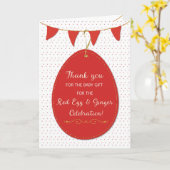 赤い卵と生姜のベビーギフトをありがとう カード (黄色い花)