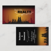 赤い及びオレンジ日没都市不動産仲介業者の名刺 名刺 (正面/裏面)