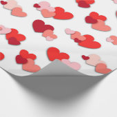 赤い及びピンクのバレンタインのハートの包装紙 ラッピングペーパー (角)