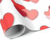 赤い及びピンクのバレンタインのハートの包装紙 ラッピングペーパー (ロールコーナー)