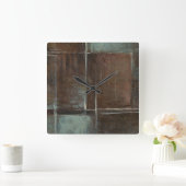 赤い及び灰色のレンガ壁 スクエア壁時計 (ホーム)