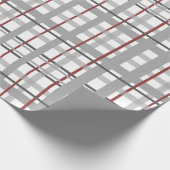 赤い及び灰色の格子縞 ラッピングペーパー (角)