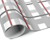 赤い及び灰色の格子縞 ラッピングペーパー (ロールコーナー)