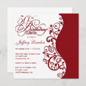 赤い及び白の第50誕生日のパーティの招待状 招待状 (正面/裏面)