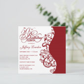 赤い及び白の第50誕生日のパーティの招待状 招待状 (スタンド正面)