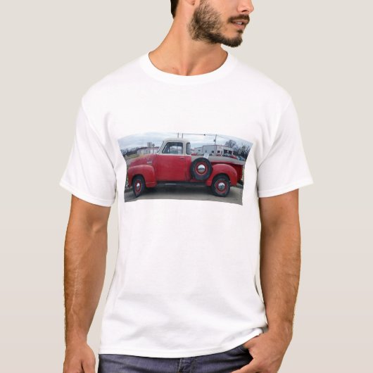 赤い及び白人のクラシックなChevyのトラックの人のT Tシャツ (正面)