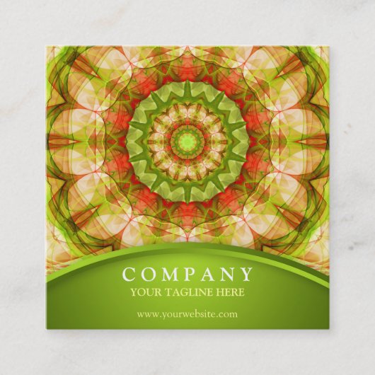 赤い及び緑のりんごの曼荼羅 スクエア名刺 (正面)