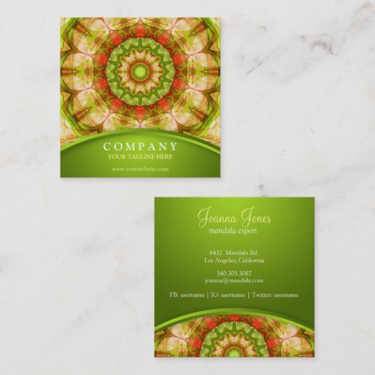 赤い及び緑のりんごの曼荼羅 スクエア名刺 (正面/裏面)