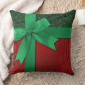 赤い及び緑のクリスマスのリボンの装飾用クッション クッション (ブランケット)