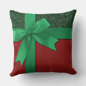 赤い及び緑のクリスマスのリボンの装飾用クッション クッション (裏面)
