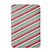 赤い及び緑のペパーミントのストライプ バスマット (正面縦)
