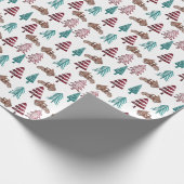 赤い及び緑の古いトラックのクリスマスツリー配達 ラッピングペーパー (角)