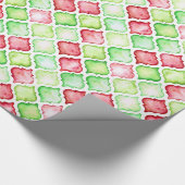 赤い及び緑の水彩画のクリスマスのクローバー ラッピングペーパー (角)