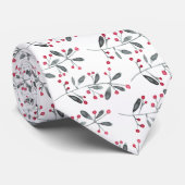 赤い及び緑の水彩画のヒイラギの枝冬休み ネクタイ (ロール)