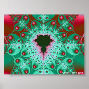 赤い及び緑のMandelbrot ポスター