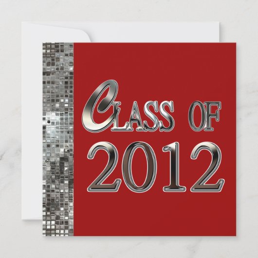 赤い及び銀製のスパンコールの卒業生の招待状 招待状 (正面)