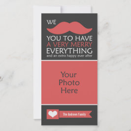 赤い口おもしろいひげクリスマスフォト シーズンカード