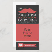 赤い口おもしろいひげクリスマスフォト シーズンカード (正面/裏面)