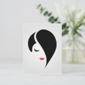 赤い口紅とエモの髪の女性 ポストカード (スタンド正面)