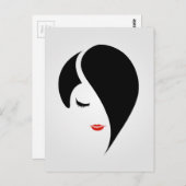 赤い口紅とエモの髪の女性 ポストカード (正面/裏面)