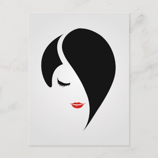 赤い口紅とエモの髪の女性 ポストカード (正面)