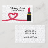 赤い口紅とハートメイクアップアーティスト 名刺 (正面/裏面)