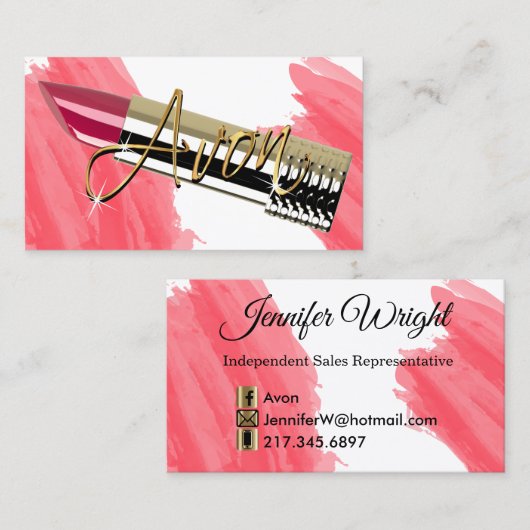 赤い口紅と金ゴールド 名刺 (正面/裏面)