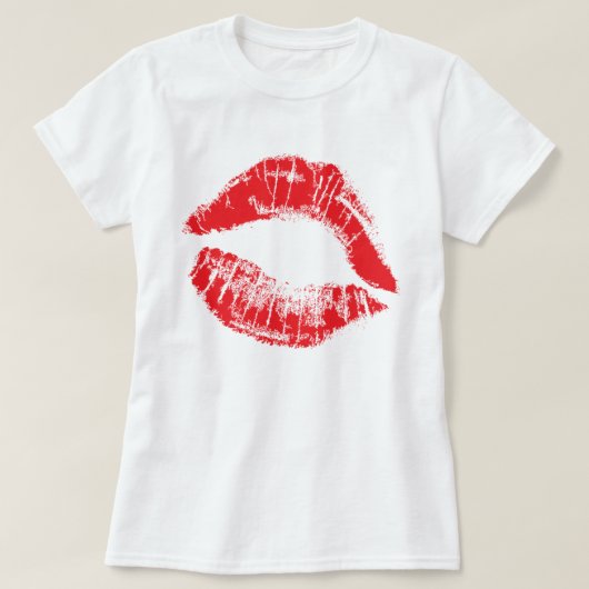 赤い口紅のキスのワイシャツ Tシャツ (デザイン正面)