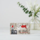 赤い口紅のメーキャップアーティストのサロンの名刺 名刺 (スタンド正面)