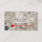 赤い口紅のメーキャップアーティストのサロンの名刺 名刺 (裏面)