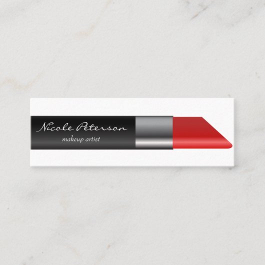 赤い口紅の化粧のユニークなプロフェッショナル スキニー名刺 (正面)