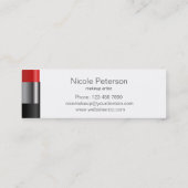 赤い口紅の化粧のユニークなプロフェッショナル スキニー名刺 (裏面)