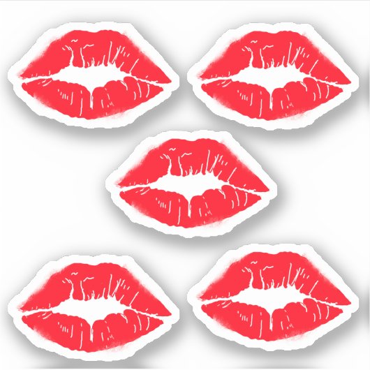 赤い口紅の唇のキス シール (正面)