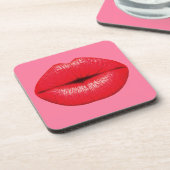 赤い口紅の大ポップ・アートのきなアートのガーリー唇 コースター (左側)