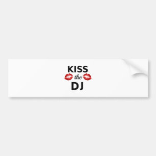 赤い口紅の跡を持つDJに接吻して下さい バンパーステッカー