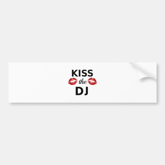 赤い口紅の跡を持つDJに接吻して下さい バンパーステッカー (正面)