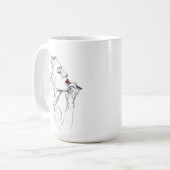 赤い口紅を塗る コーヒーマグカップ (正面左)