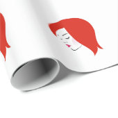 赤い口紅を身に着けている美しい赤毛 ラッピングペーパー (ロールコーナー)