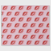 赤い口紅キスオン水玉模様 ラッピングペーパー (フラット)