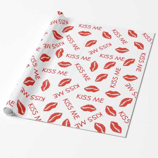 赤い口紅キス私の唇バレンタインデー愛 ラッピングペーパー (アンロールド)
