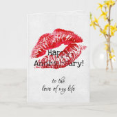 赤い口紅キス記念日 カード (黄色い花)