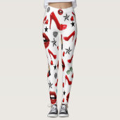 赤い口紅ヒールの唇レギンス レギンス (正面)