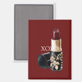 赤い口紅ブラックフローラ マグネット (正面/裏面)