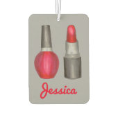 赤い口紅爪、 ネイルポーランドメイクアップギフトファッショニスタ カーエアーフレッシュナー (裏面)