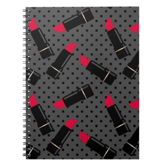 赤い口紅、レトロ ノートブック (正面)
